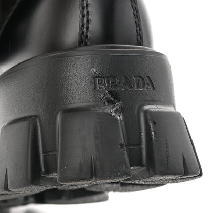 Prada Spazzolato Rois Re-Nylon Metal Triangle Logo Mens Monolith Pouch Pocket 60mm Combat Boots 7 Black 4 of 13