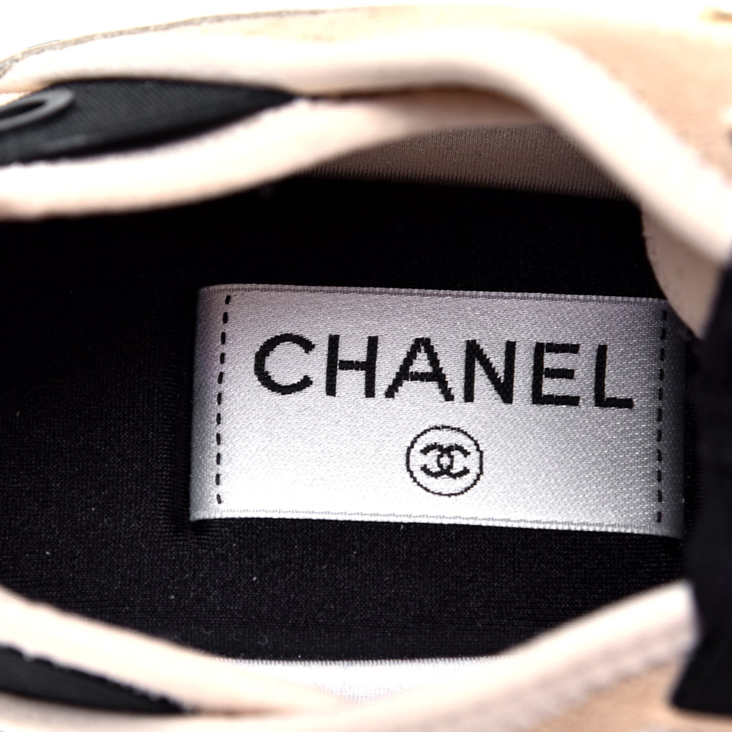 Velvet Calfskin Mixed Fibers CC Sneakers 37.5 Beige