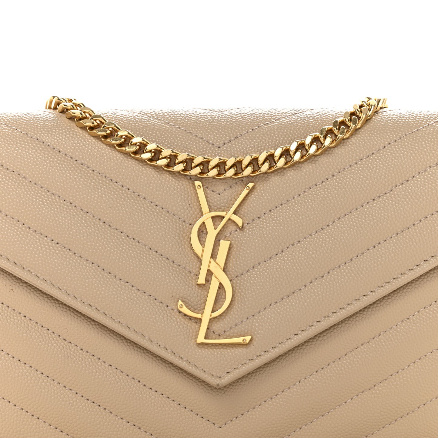 Grain De Poudre Matelasse Chevron Cassandre Chain Wallet Nude Powder