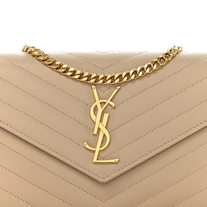 Saint Laurent Grain De Poudre Matelasse Chevron Cassandre Chain Wallet Nude Powder 8 of 13
