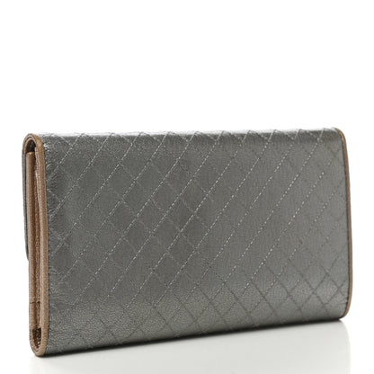 Chanel Metallic Calfskin Diamond Stitched Flap Wallet Silver Gold 3 of 7
