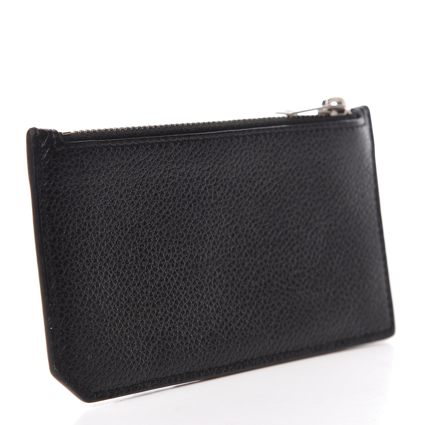 Grained Calfskin 5 Fragments Zip Pouch Card Holder Black