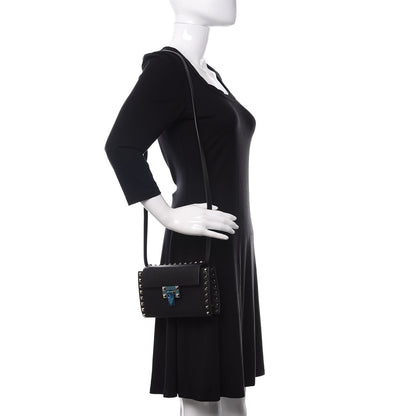 Valentino Garavani Pebbled Calfskin Small Rockstud Overlay Flap Shoulder Bag Black 2 of 9