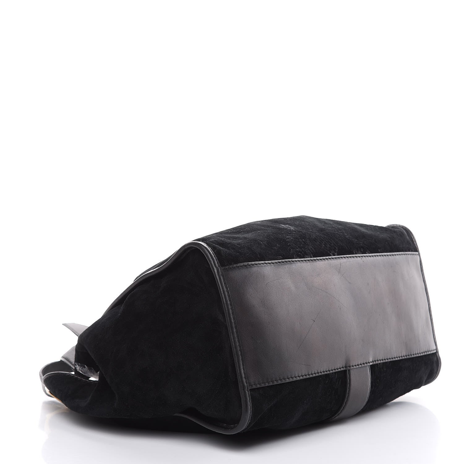 Gucci Nubuck Brocade Medium Soft Stirrup Shoulder Bag Black 4 of 18