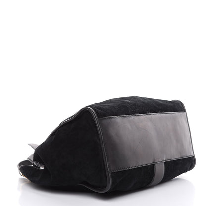 Gucci Nubuck Brocade Medium Soft Stirrup Shoulder Bag Black 4 of 18
