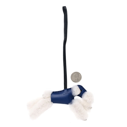 Hermes Milo Lambskin Shearling Budy Charm Bleu Saphir 2 of 5