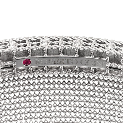 Roberto Coin 18K White Gold Diamond Princess Tassel Bangle Bracelet 4 of 6