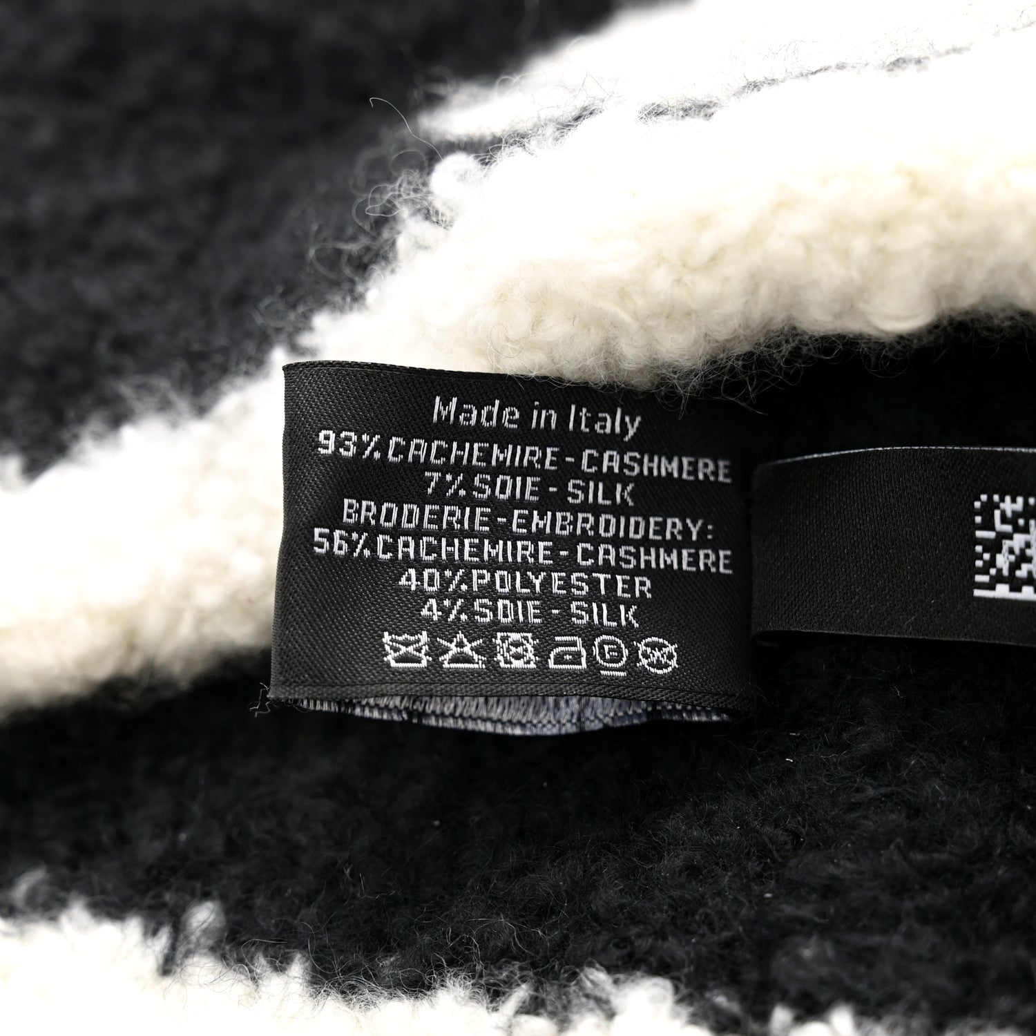 Chanel Cashmere Silk CC Beanie Hat Black White 6 of 6