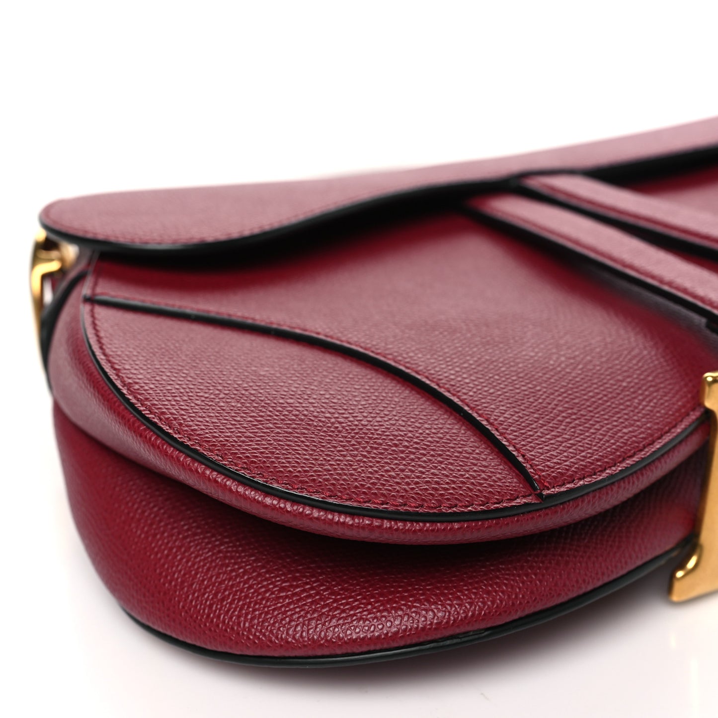 Grained Calfskin Saddle Bag Red