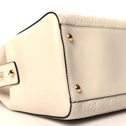 Gucci Guccissima Signature Large Shoulder Tote Bag Mystic White 9 of 10