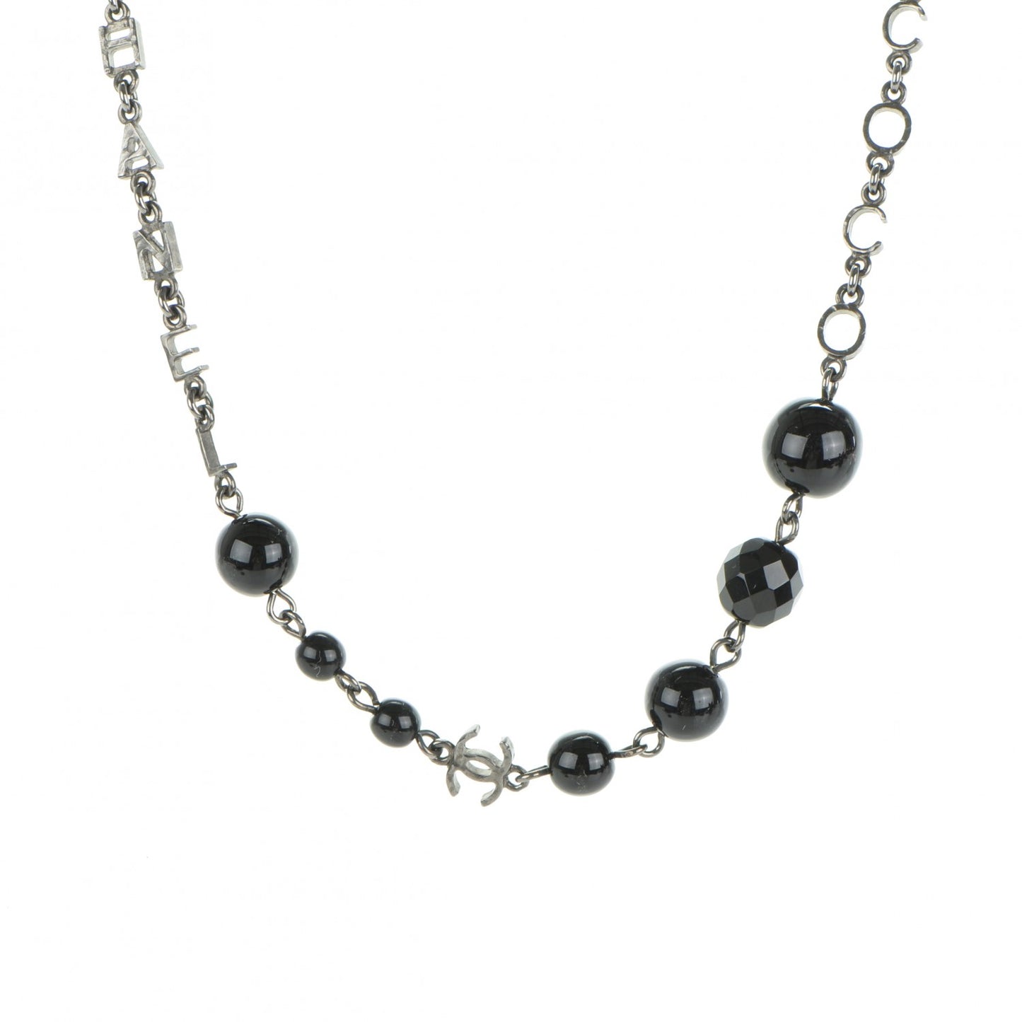 Ruthenium Bead CC Necklace Black