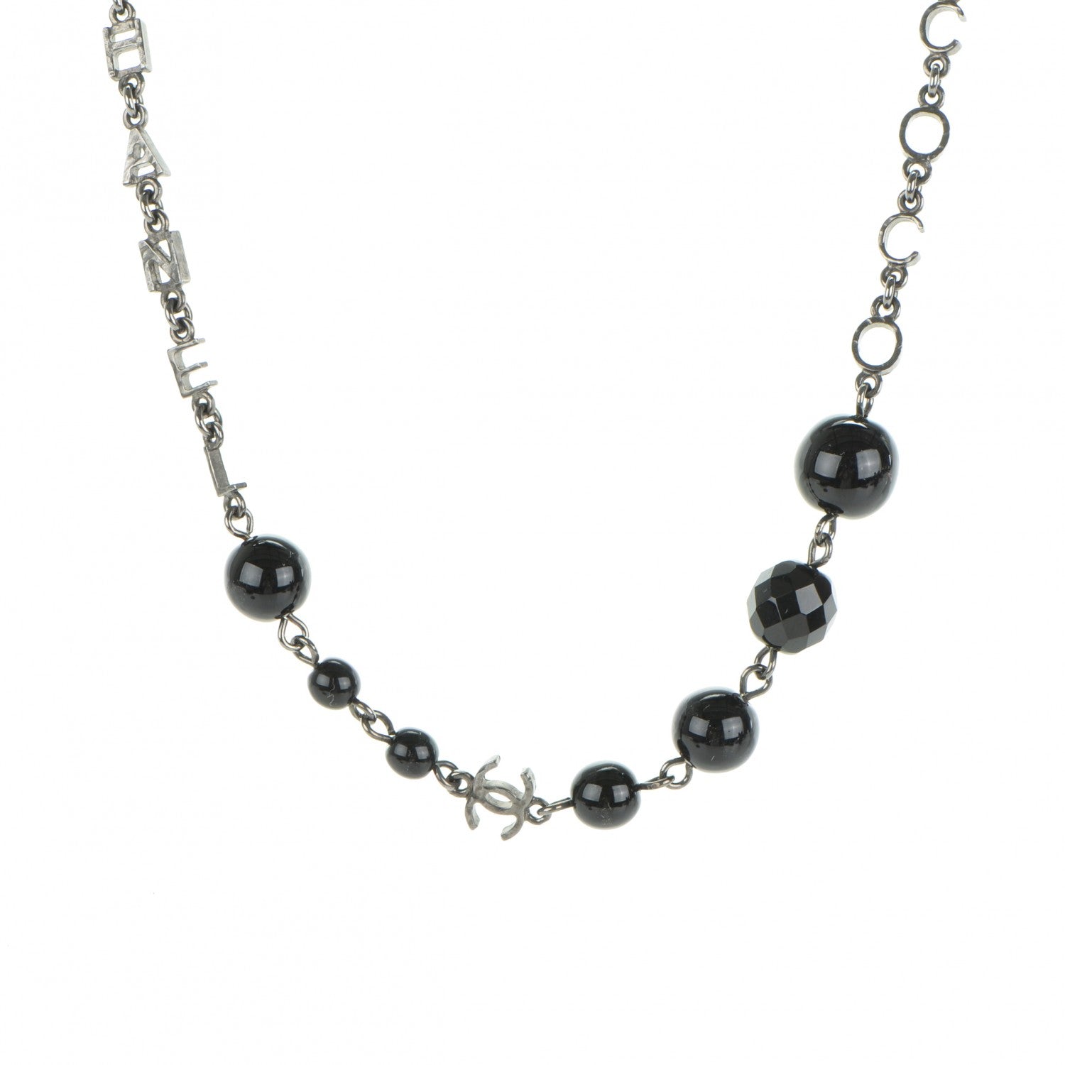 Chanel Ruthenium Bead CC Necklace Black 1 of 3