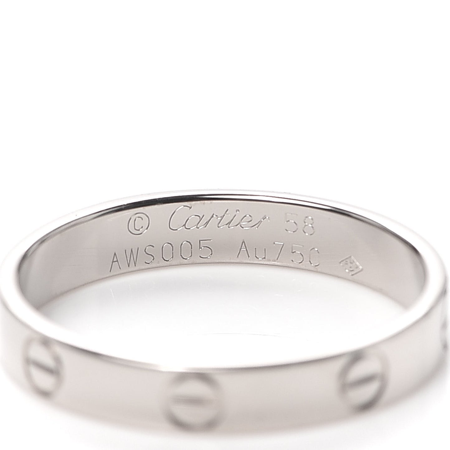 18K White Gold 3.5mm LOVE Wedding Band Ring 58 8.25