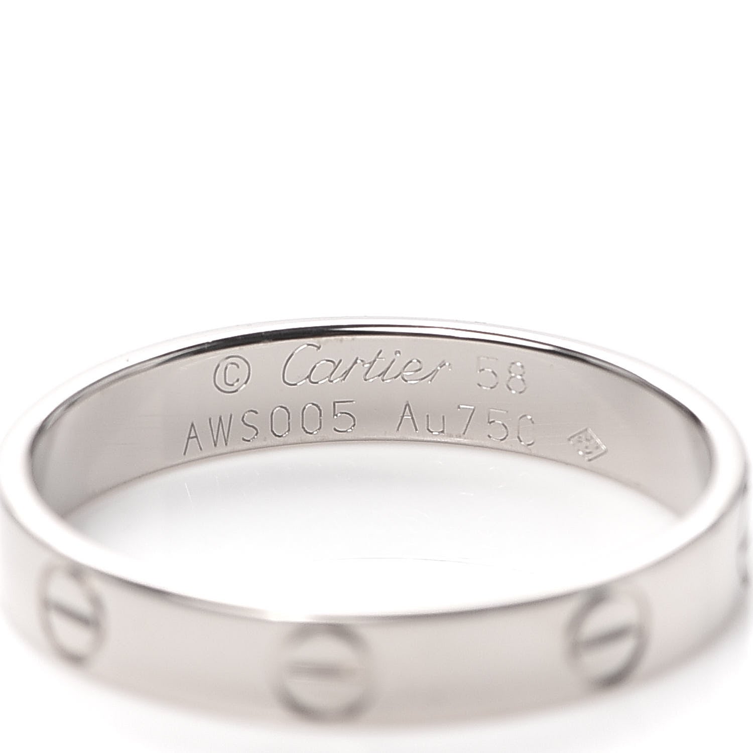 Cartier 18K White Gold 3.5mm LOVE Wedding Band Ring 58 8.25 4 of 4