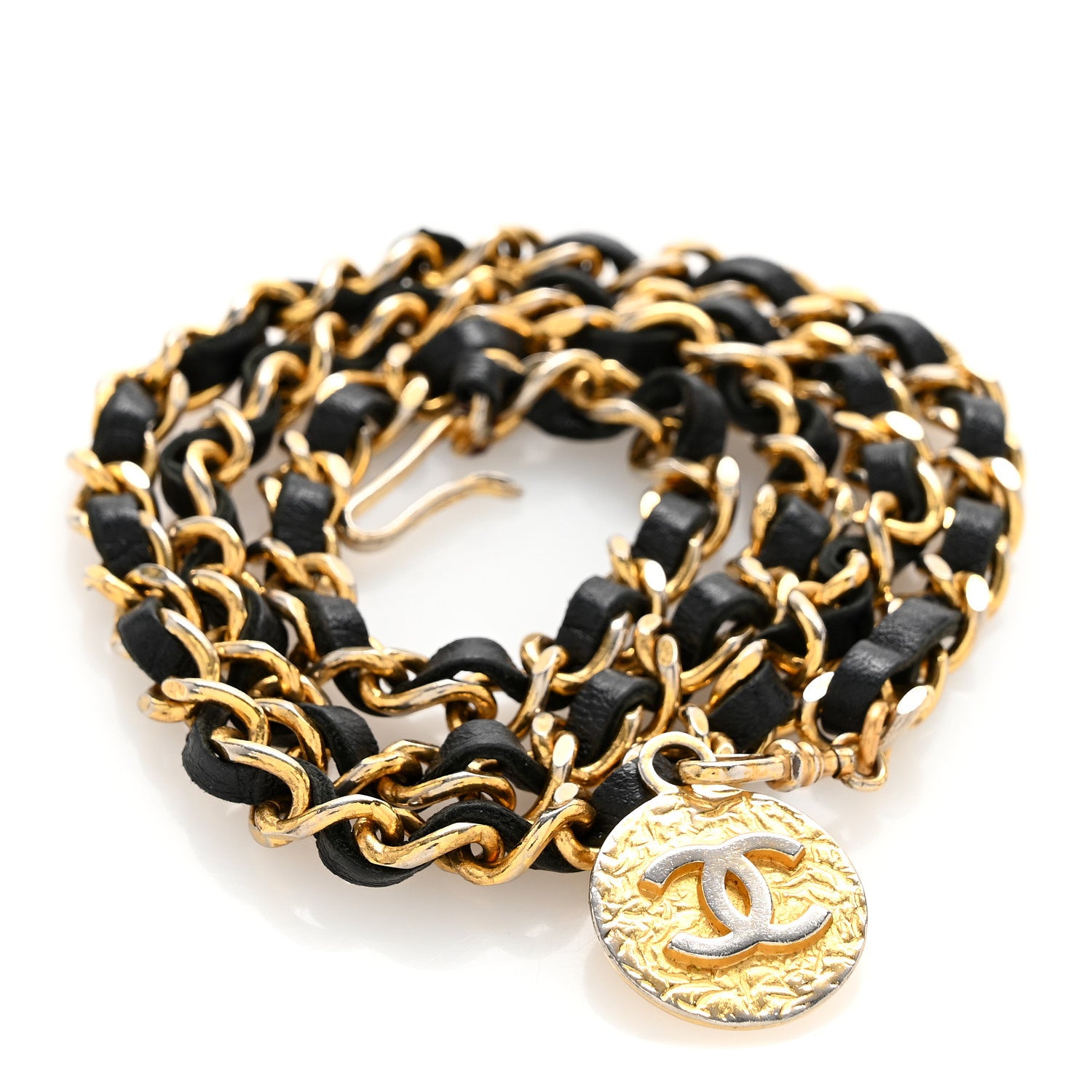 Chanel Lambskin Chain CC Medallion Belt Black Gold 1 of 5