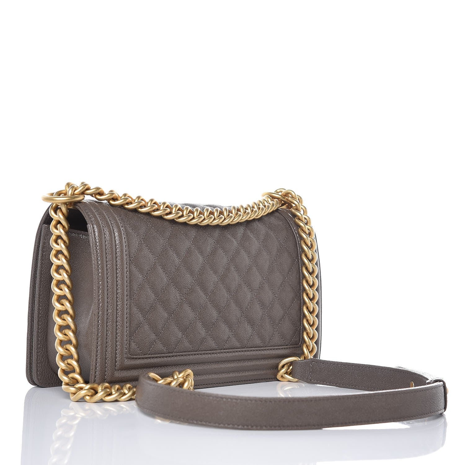 Chanel Caviar Quilted Medium Boy Flap Khaki 3 of 7