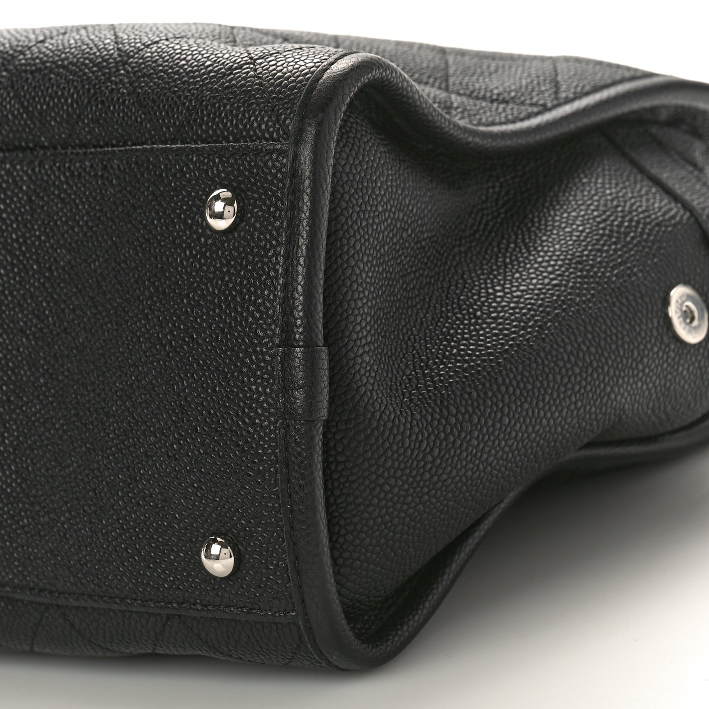Caviar Stitched Shopping Tote Black