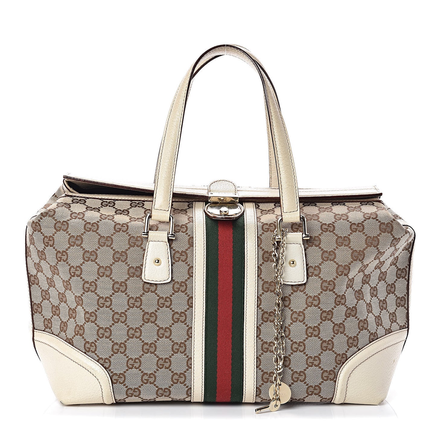 Monogram Web Large Treasure Boston Tote Beige