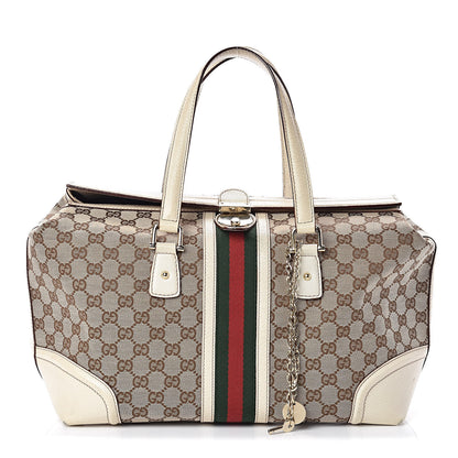 Gucci Monogram Web Large Treasure Boston Tote Beige 1 of 17
