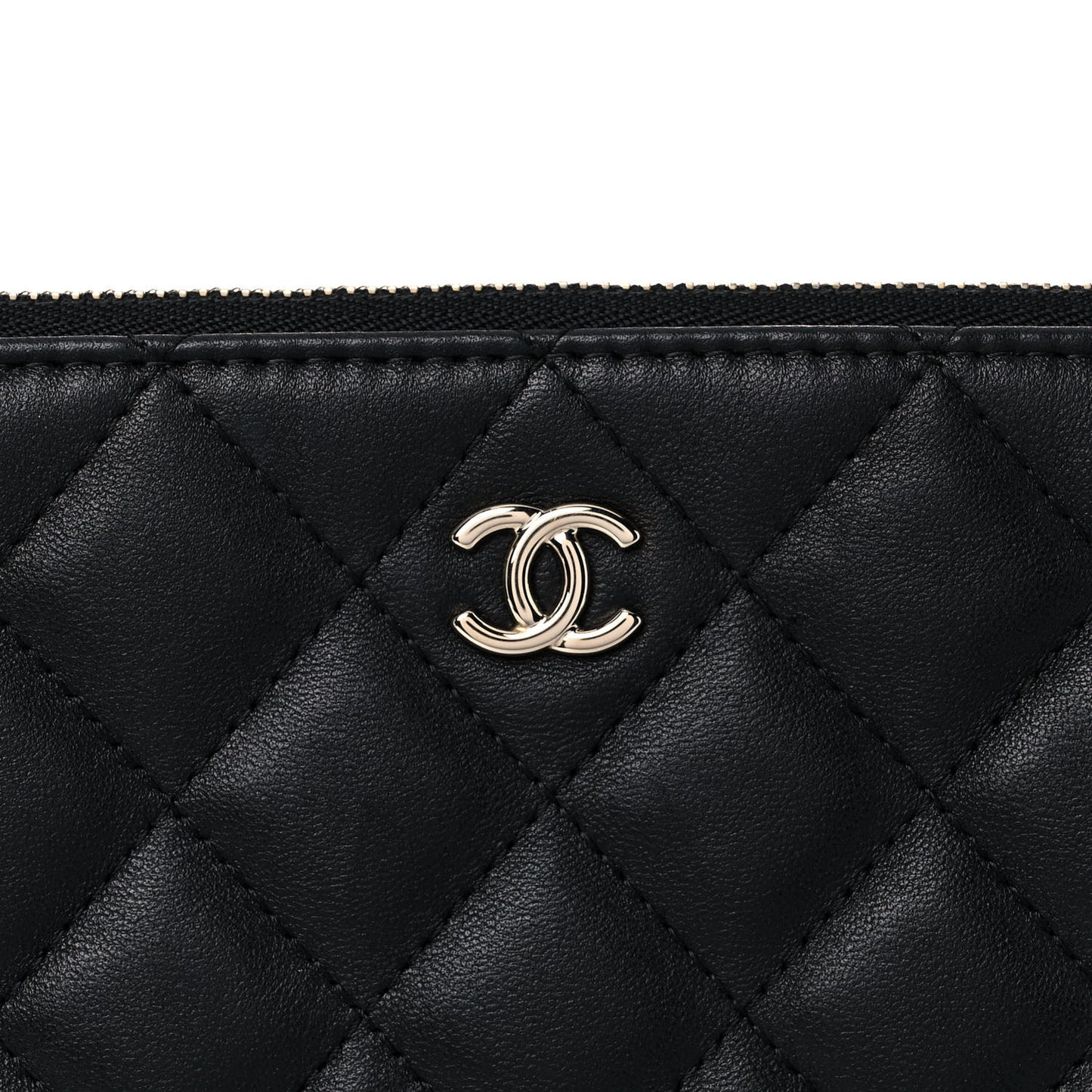 Lambskin Quilted Large Cosmetic Case Black