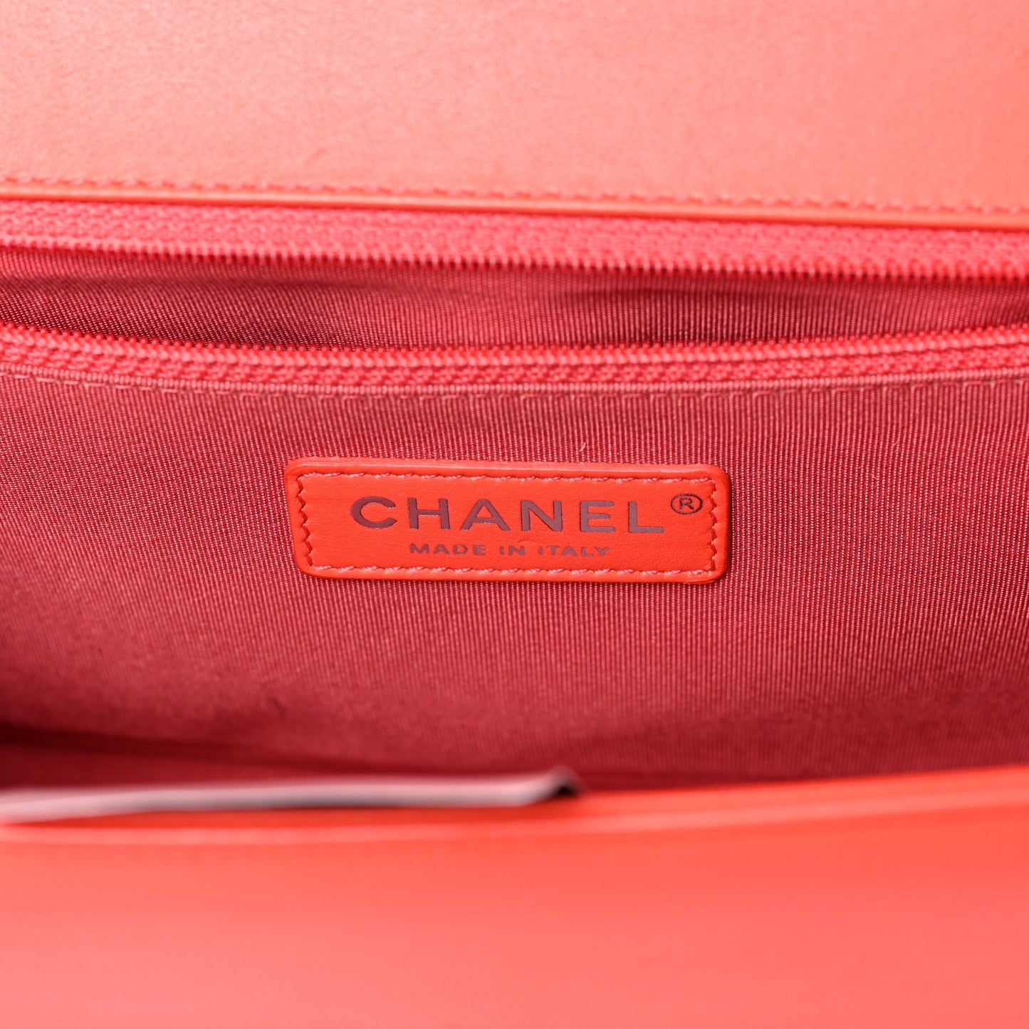 Calfskin Chevron Quilted New Medium Boy Flap Coral