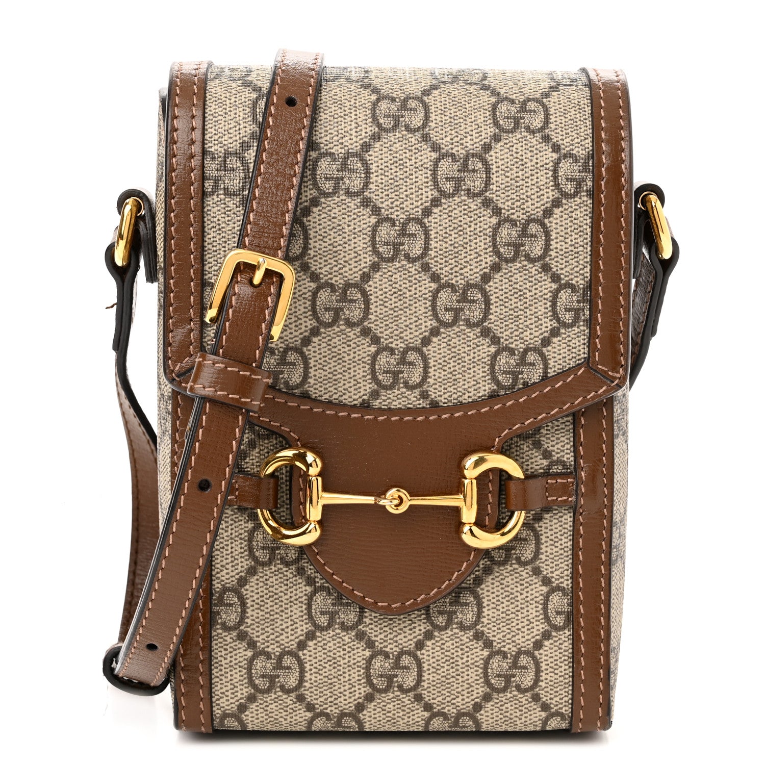 Gucci GG Supreme Monogram Mini Horsebit 1955 Crossbody Bag Beige Brown Sugar 1 of 12