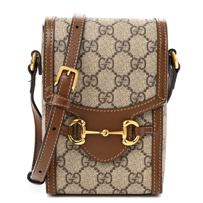 Gucci GG Supreme Monogram Mini Horsebit 1955 Crossbody Bag Beige Brown Sugar 1 of 12