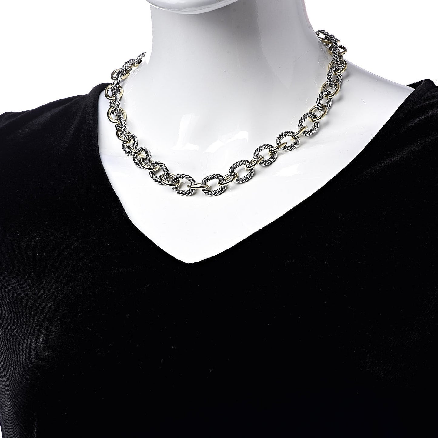 Sterling Silver 18K Yellow Gold 10mm Medium Oval Link Necklace