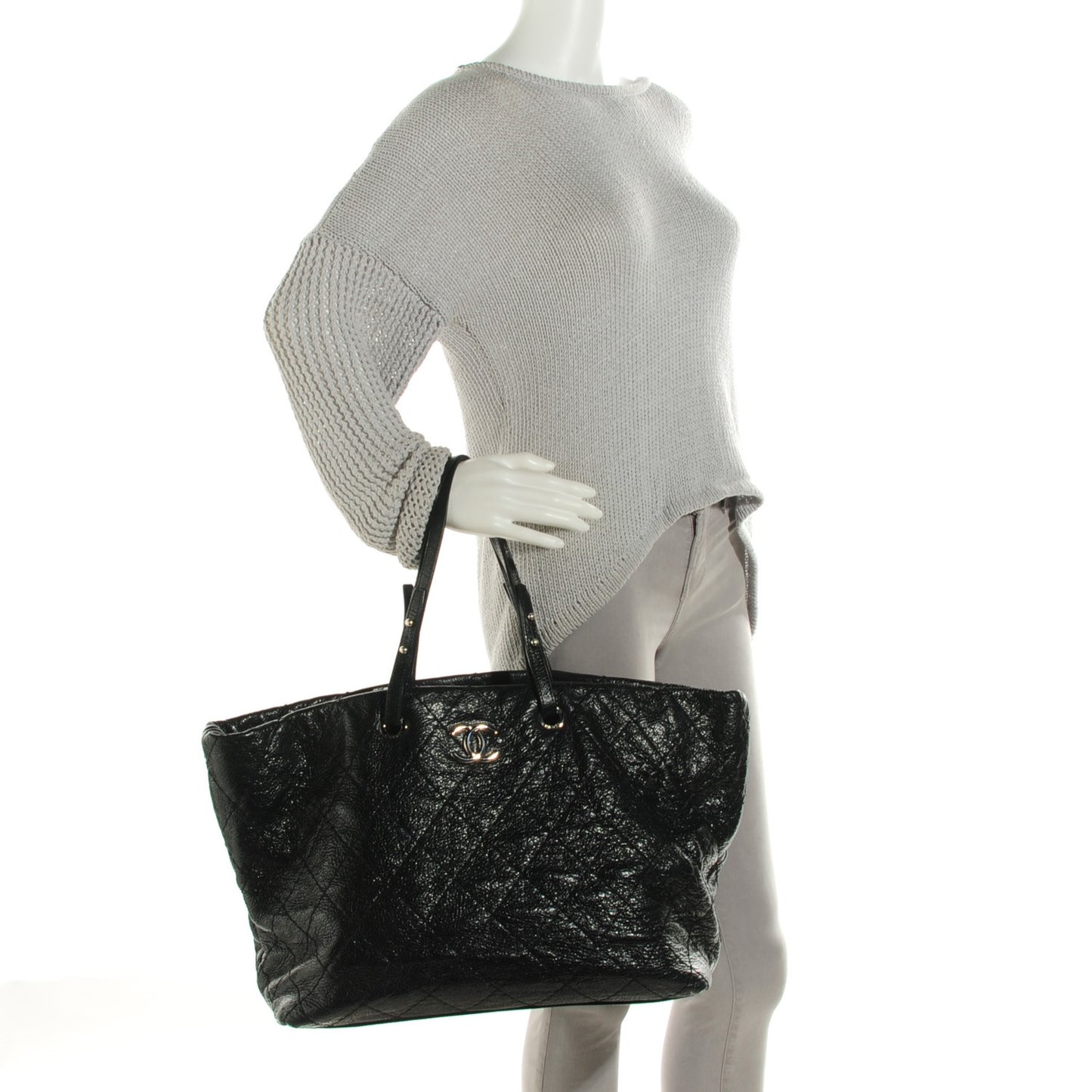 Glazed Calfskin XL On The Road Tote Black