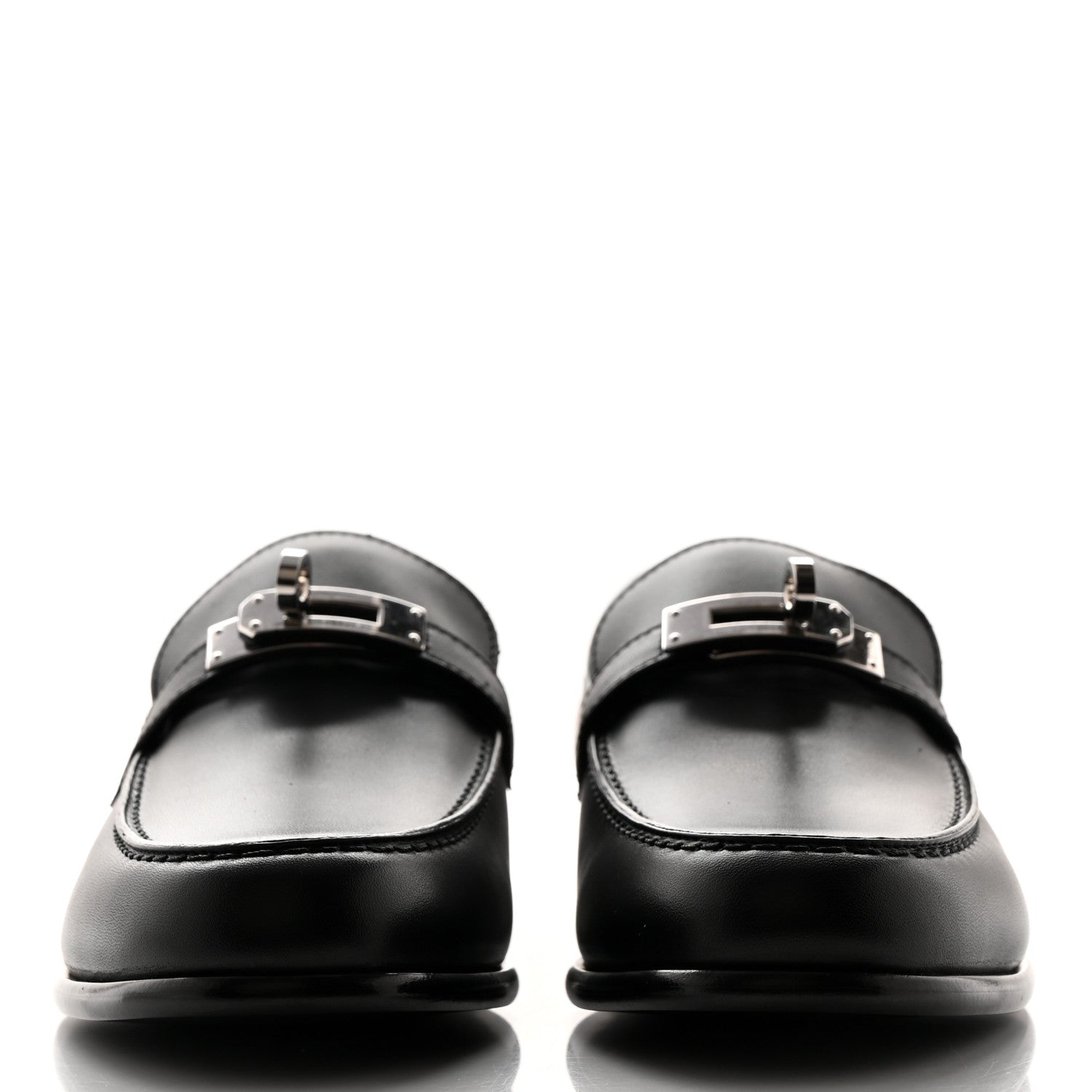 Hermes Calfskin Womens Destin Loafers 37 Black 2 of 9