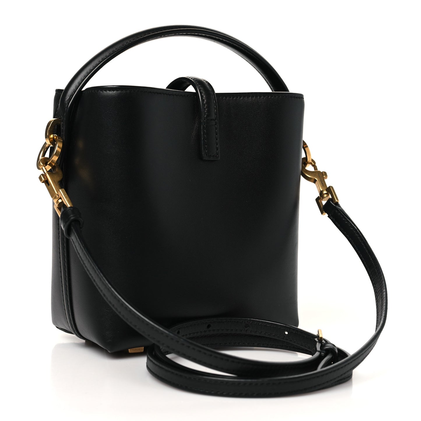 Shiny Calfskin Le 37 Mini Bucket Bag Black