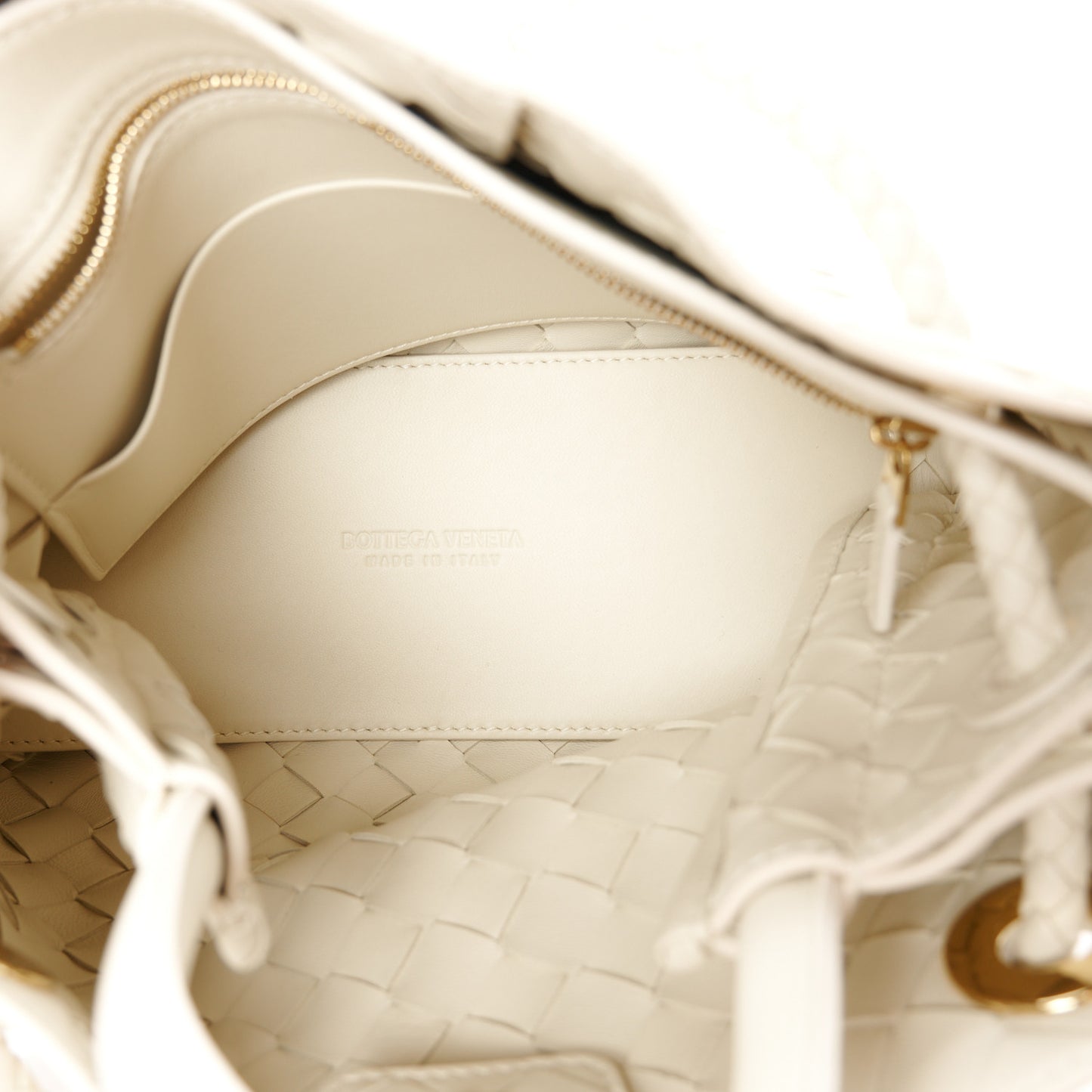 Nappa Intrecciato Small Andiamo Shoulder Bag Sea Salt
