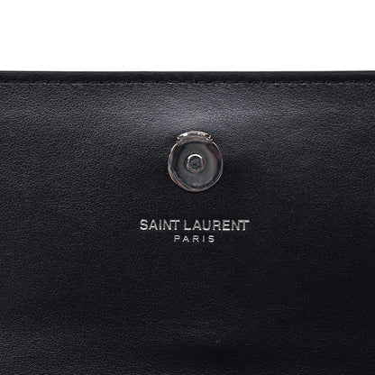 Saint Laurent Calfskin Crocodile Embossed Monogram Sunset Chain Wallet Black 6 of 6