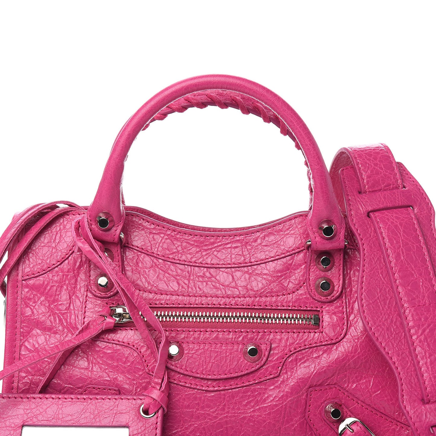 Agneau Classic Silver Hardware Mini City Rose Magenta
