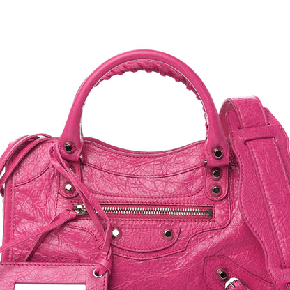 Balenciaga Agneau Classic Silver Hardware Mini City Rose Magenta 6 of 8
