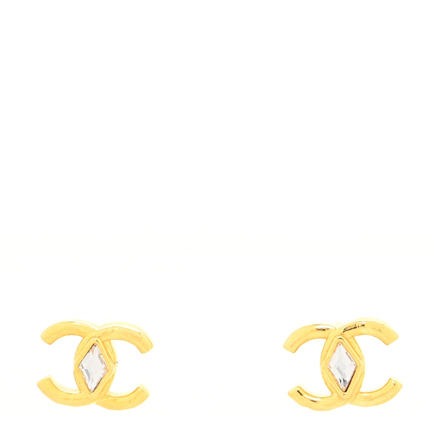 Metal Crystal CC Marquise Earrings Gold