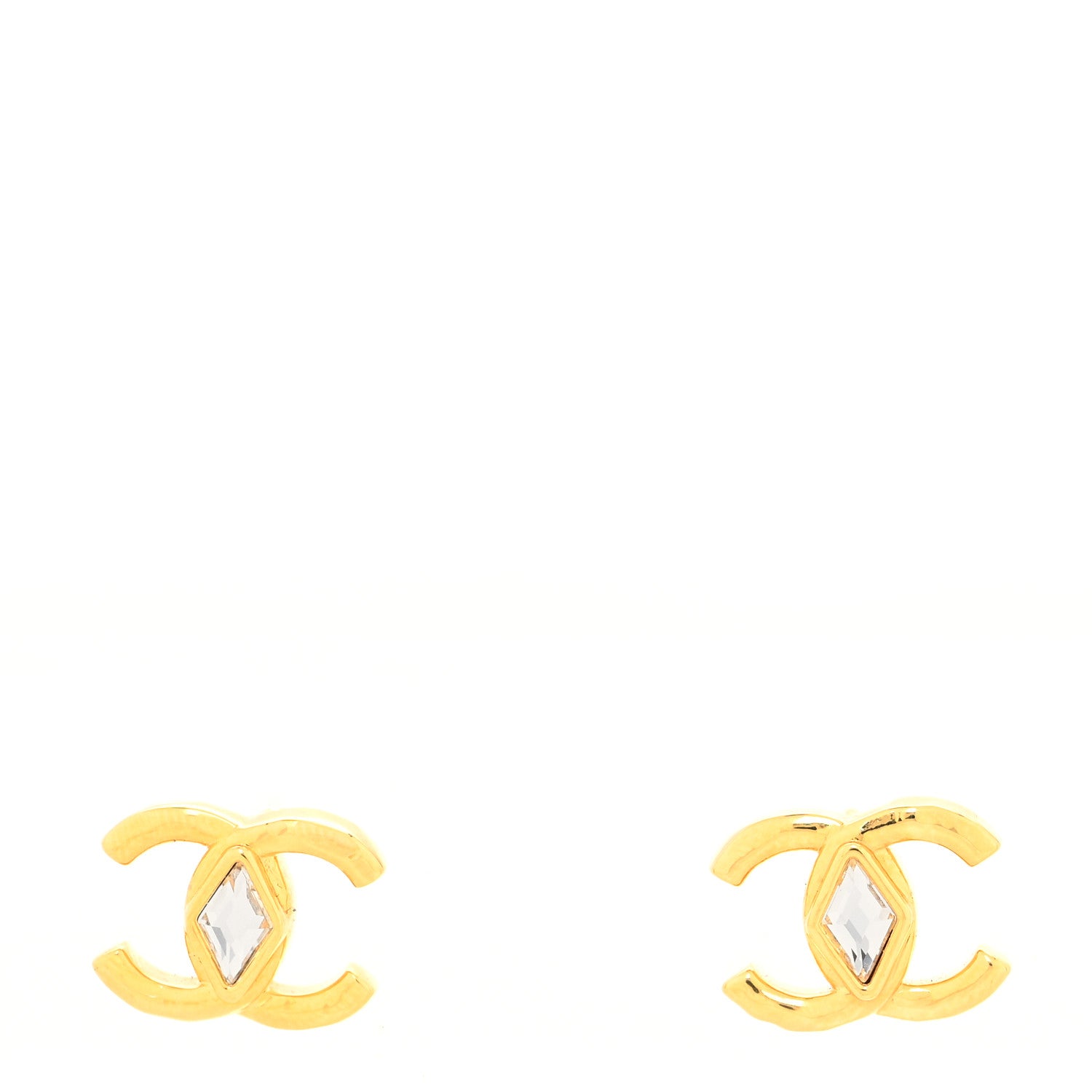Chanel Metal Crystal CC Marquise Earrings Gold 1 of 4