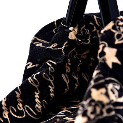 Chanel Velvet Camellia Flower Print Tote Black 9 of 9