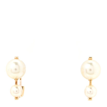 Christian Dior Metal Pearl Small Tribal New Look Earrings Gold 1 of 5