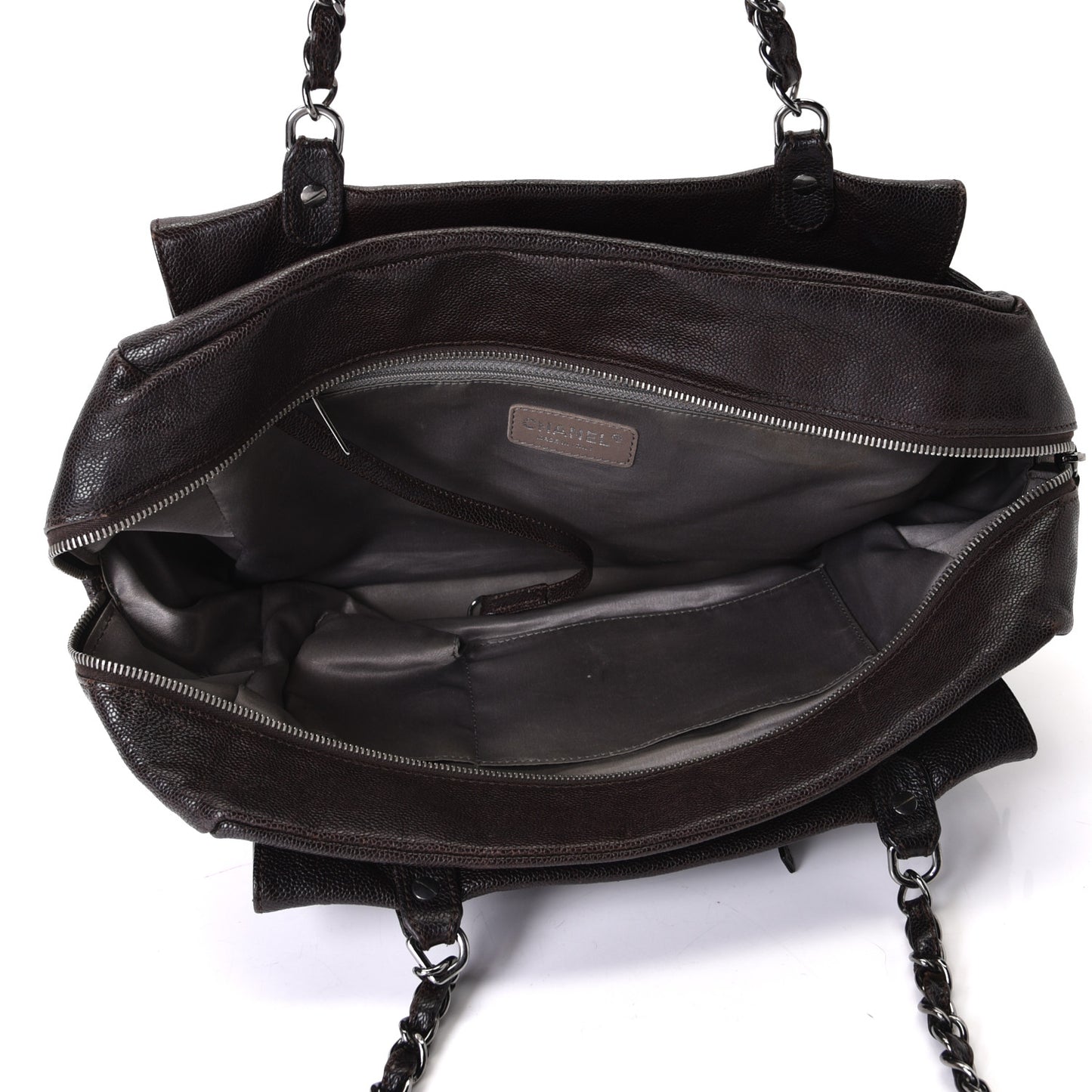 Glazed Caviar Pocket In The City Tote Brown