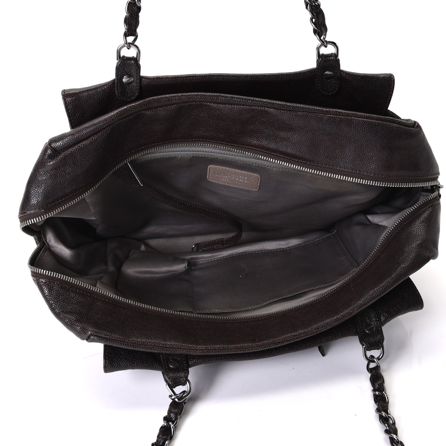 Chanel Glazed Caviar Pocket In The City Tote Brown 4 of 5