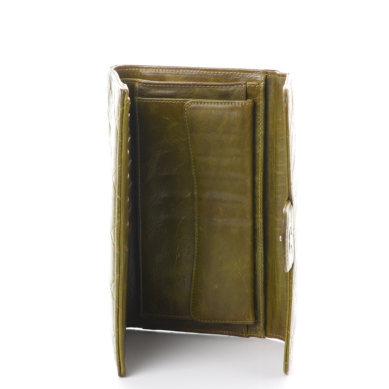 Chanel Calfskin Quilted Large Flap Wallet Green 5 of 14