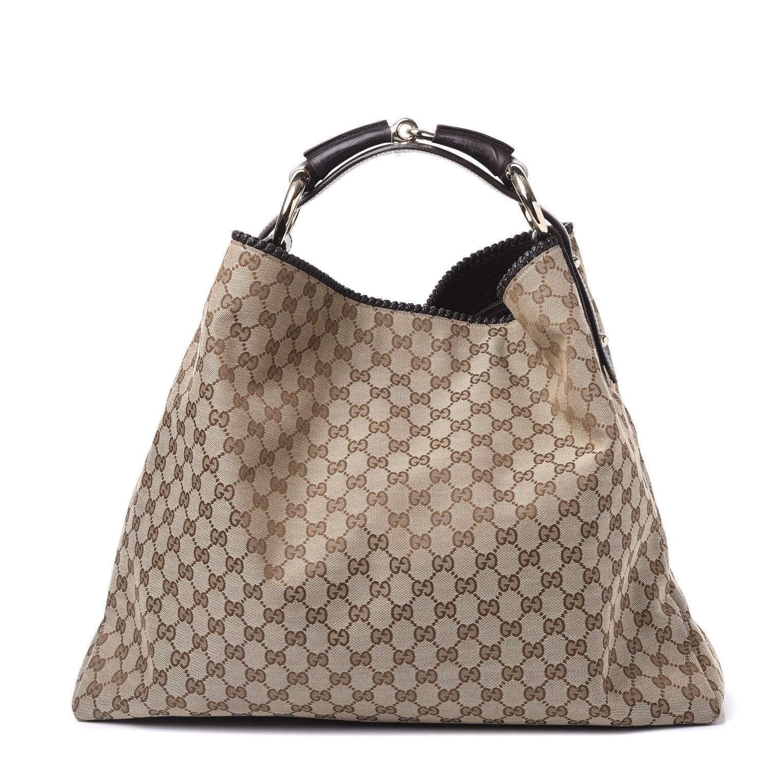 Gucci Monogram Large Horsebit Chain Hobo Dark Brown 1 of 10
