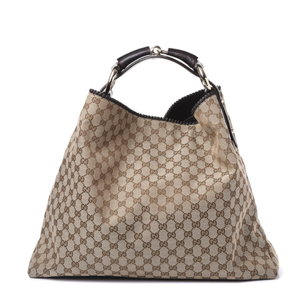 Gucci Monogram Large Horsebit Chain Hobo Dark Brown 1 of 10