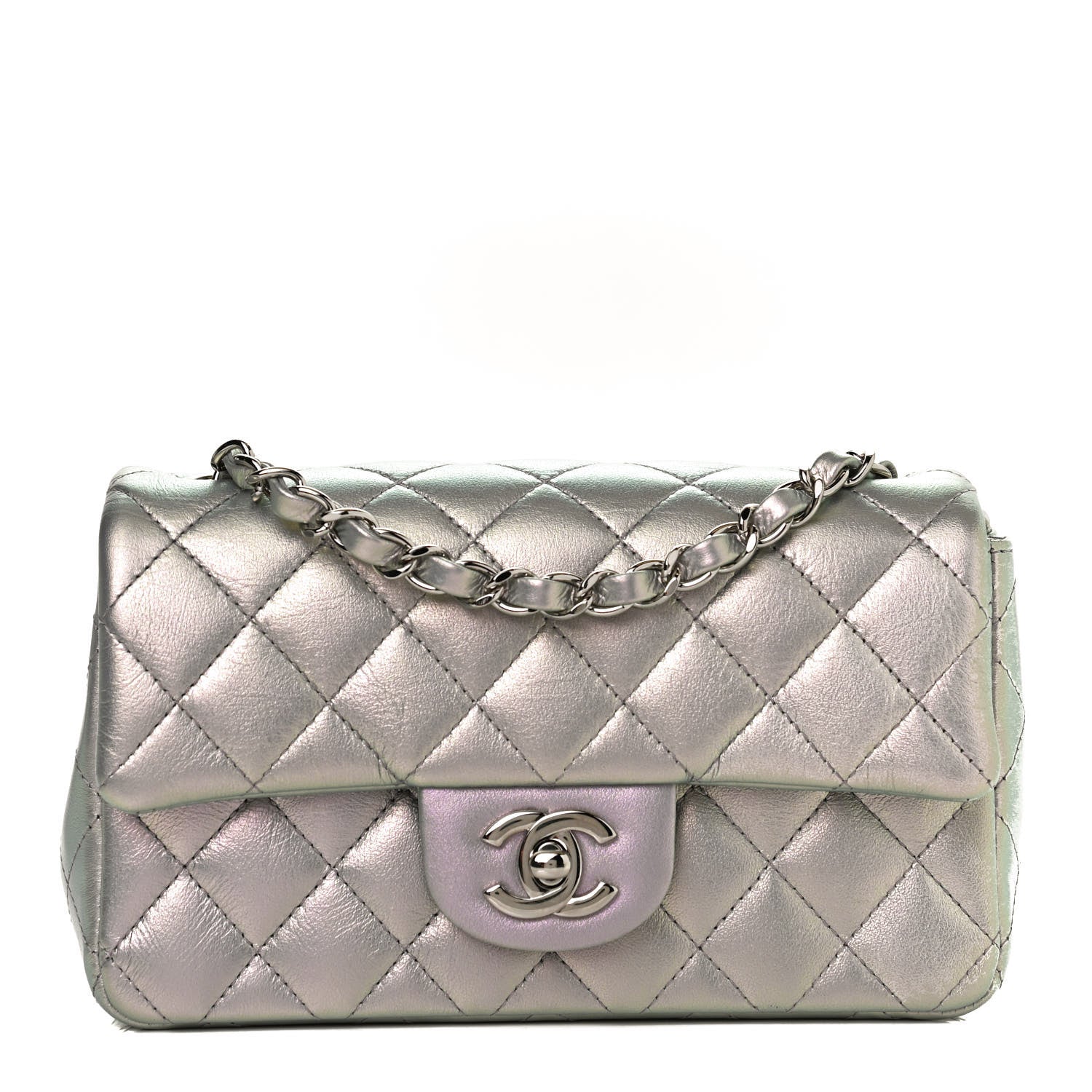 Chanel Iridescent Lambskin Quilted Mini Rectangular Flap Light Purple 1 of 13