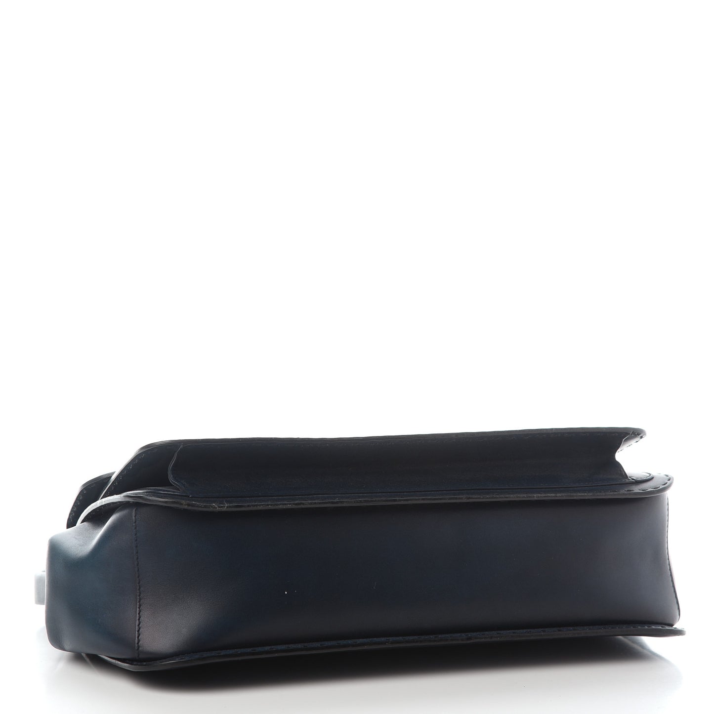 Calfskin Large Lady Stirrup Top Handle Dark Blue