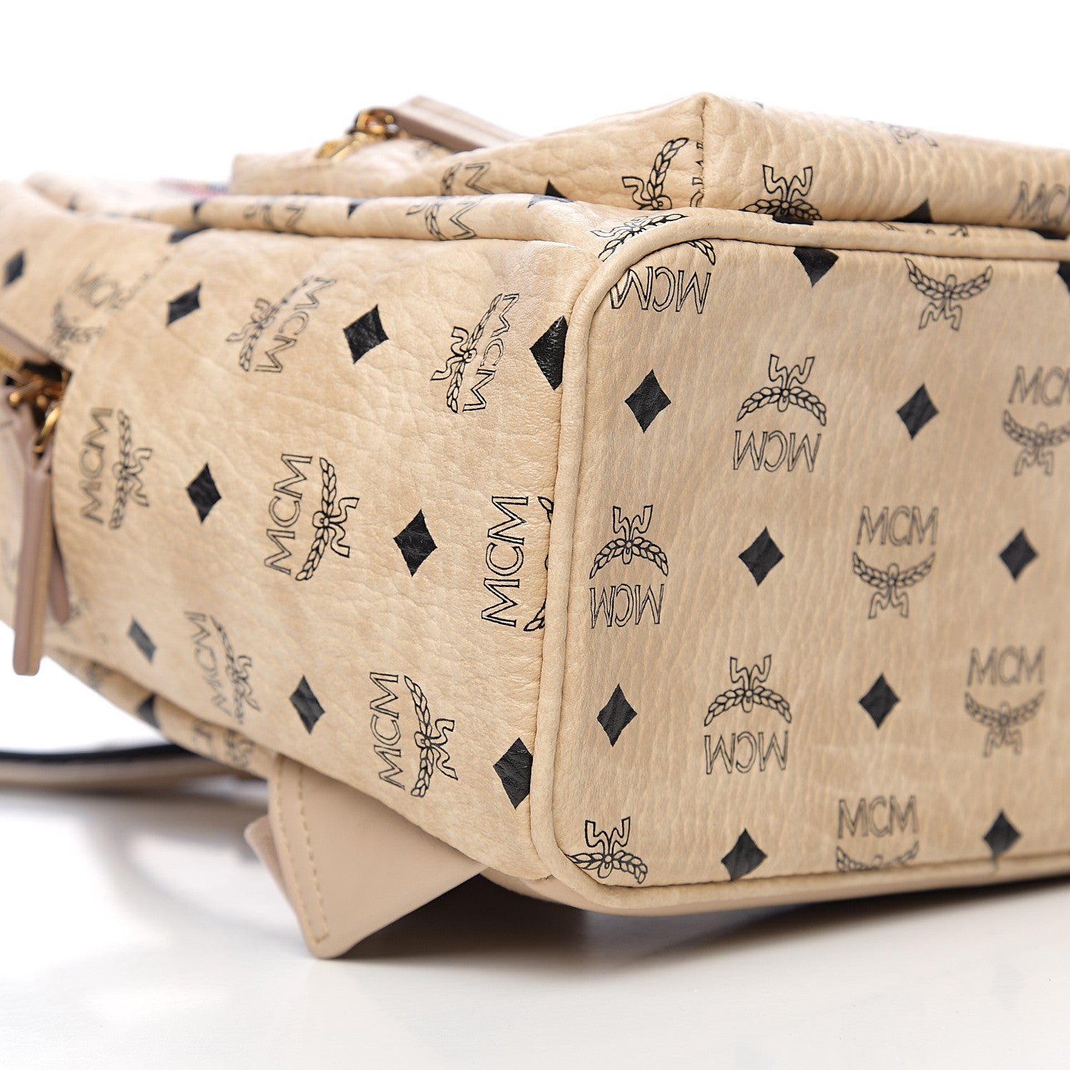 MCM Visetos Small Studded Stark Rabbit Backpack Beige 6 of 9