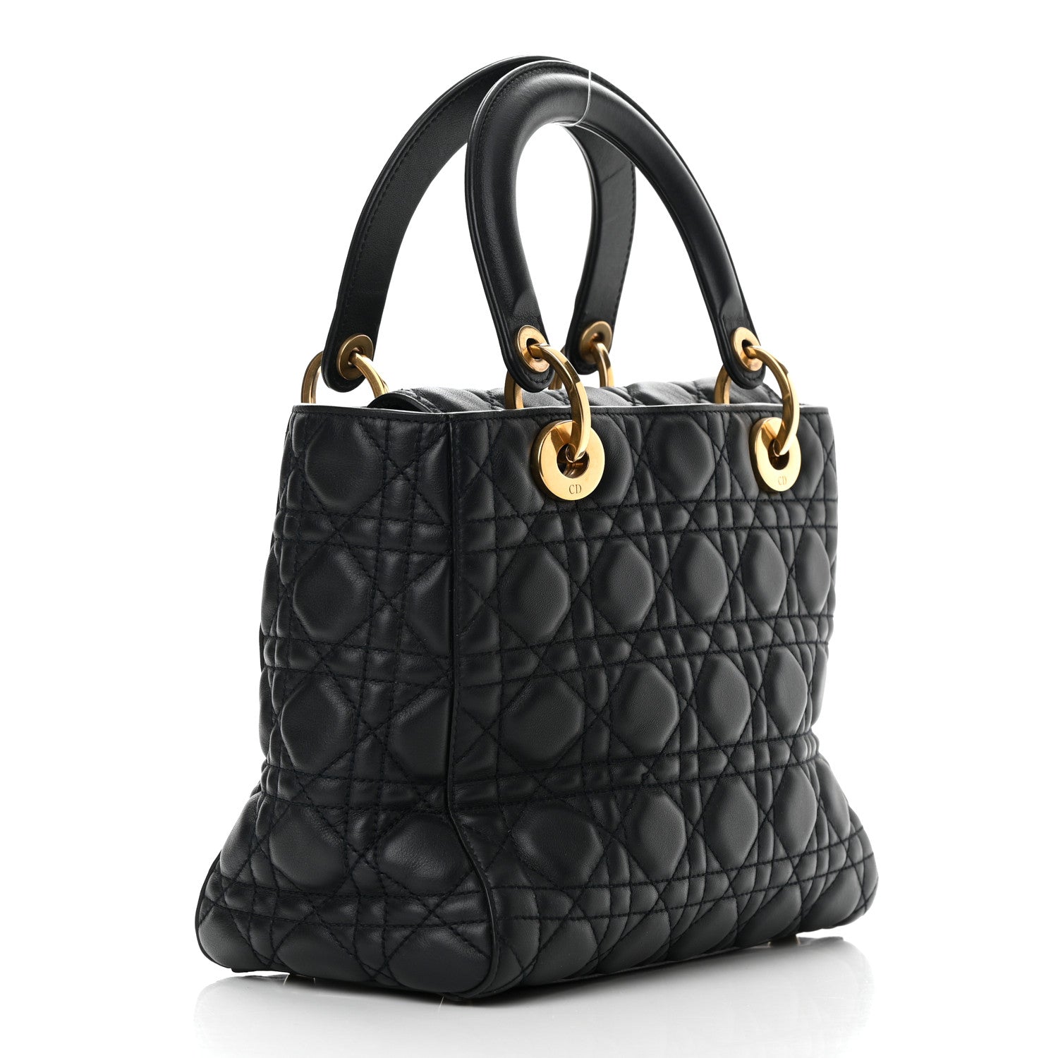 Christian Dior Lambskin Cannage Medium Lady Dior Navy Blue 3 of 12