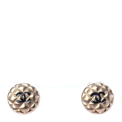 Chanel Metal CC Quilted Round Earrings Gold 1 of 4