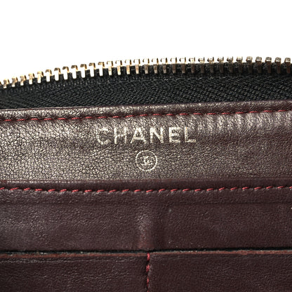 Chanel Lambskin Quilted Large Gusset Zip Around Wallet Black 6 of 14